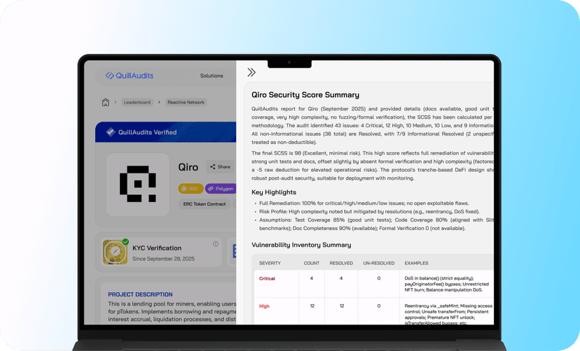 Comprehensive security score summary