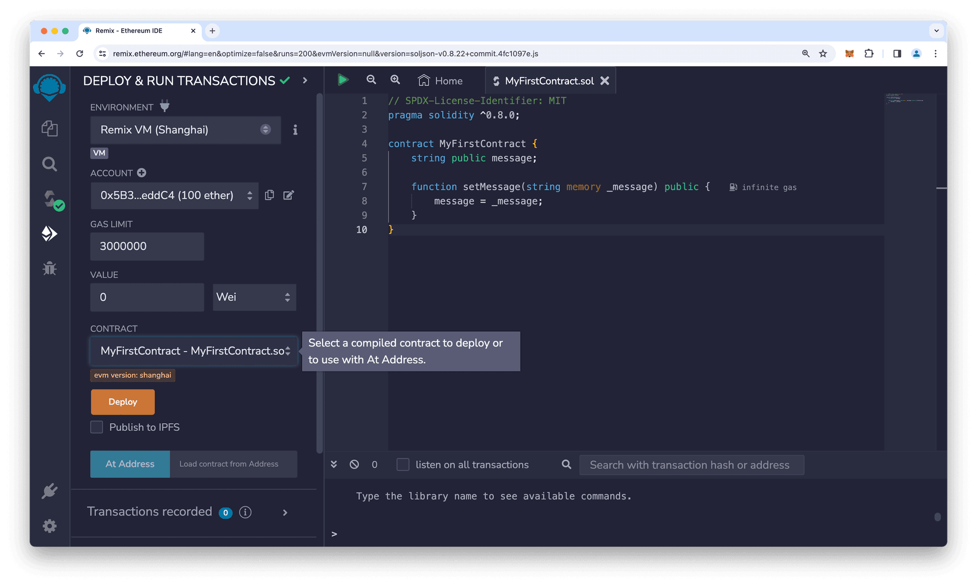 deploy smart contract